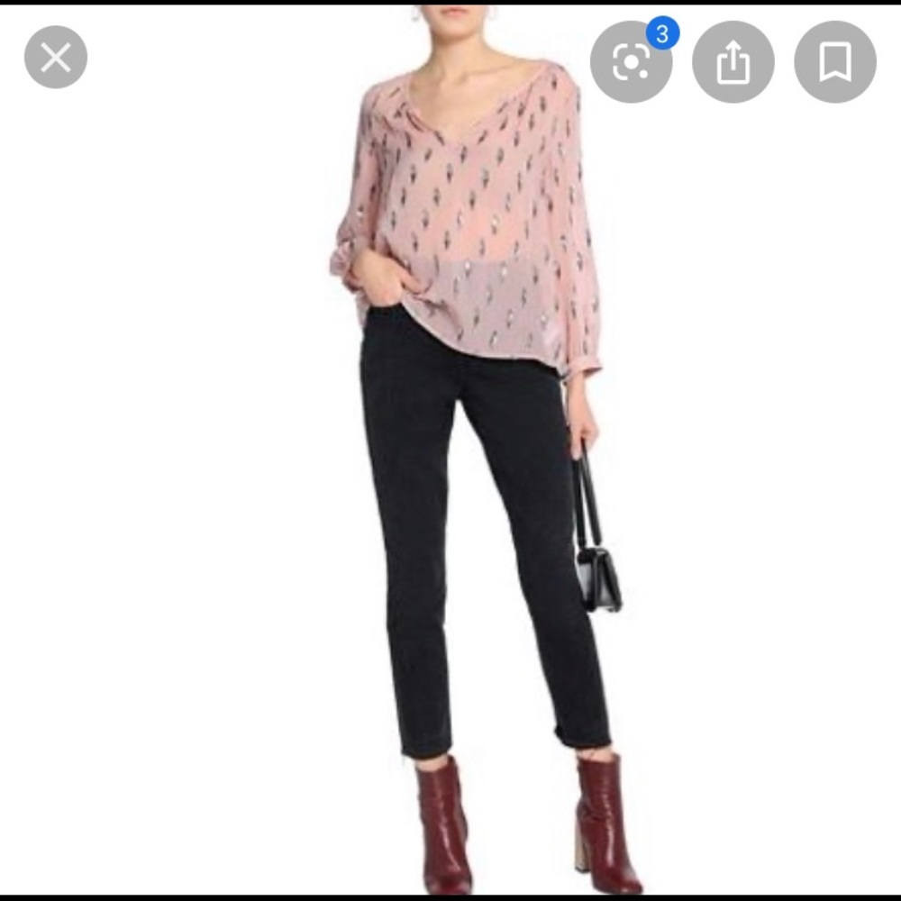 Joie Blush Pink Silk Metallic Thread Top S - Picture 4 of 5